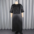 elegance round neck sequin cloth dress african ethnic style loose robe party dressdresses
