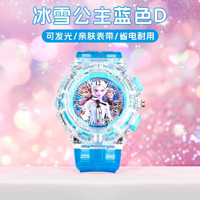 Elsa princess kids watch - girls' luminous electronic watch, cartoon toy, preschool 3-6 years old, waterproof night light