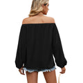 european and american cross-border foreign trade women's clothing  new independent station pure color one-line collar chiffon tops trendy