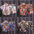 Kids' floral shirt set, 0-4 years old boys' all-over print short-sleeve t-shirt two-piece set, southeast asian style children's clothing wholesale