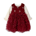 Girls' fleece-lined dress winter outfit kids birthday princess dress stylish tulle skirt high-end chanel-inspired formal gown