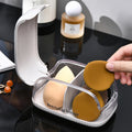 Cosmetic sponge storage box with lid, dustproof dressing table lipstick air cushion storage shelf, portable powder puff storage box