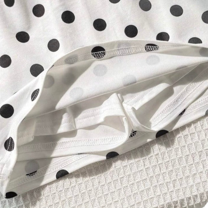 European and american y2k retro polka dot mini skirt with built-in shorts - high waist, slim fit, sexy skort