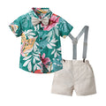 Boys' summer outfit set: new stylish beach-inspired trendy shirt & shorts - cool & fashionable two-piece set for kids