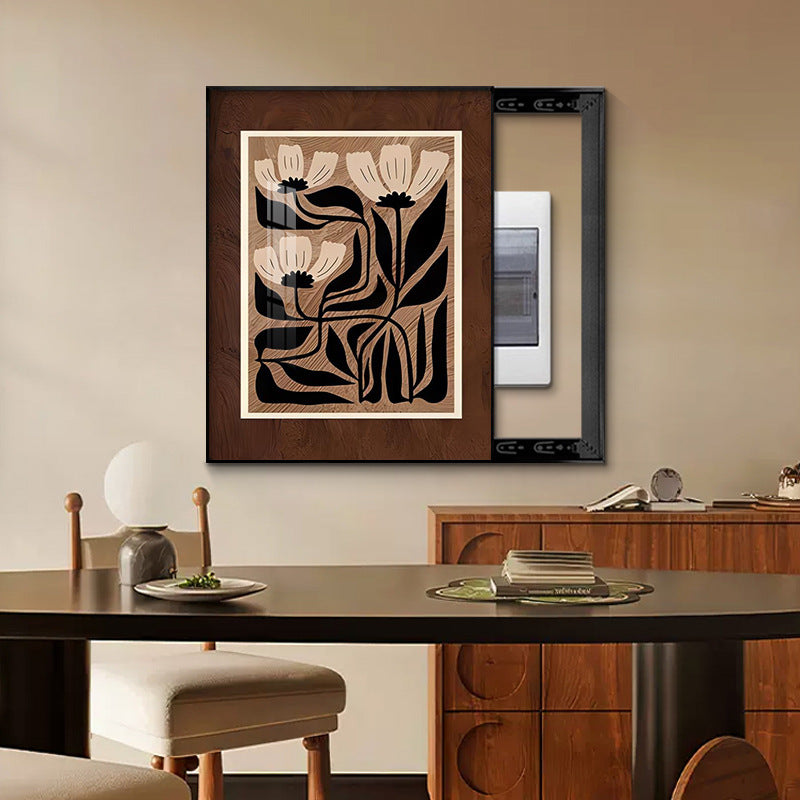 Medieval style meter box decorative painting 2024 new strong and weak distribution box switch box blocking hanging painting vertical free punching