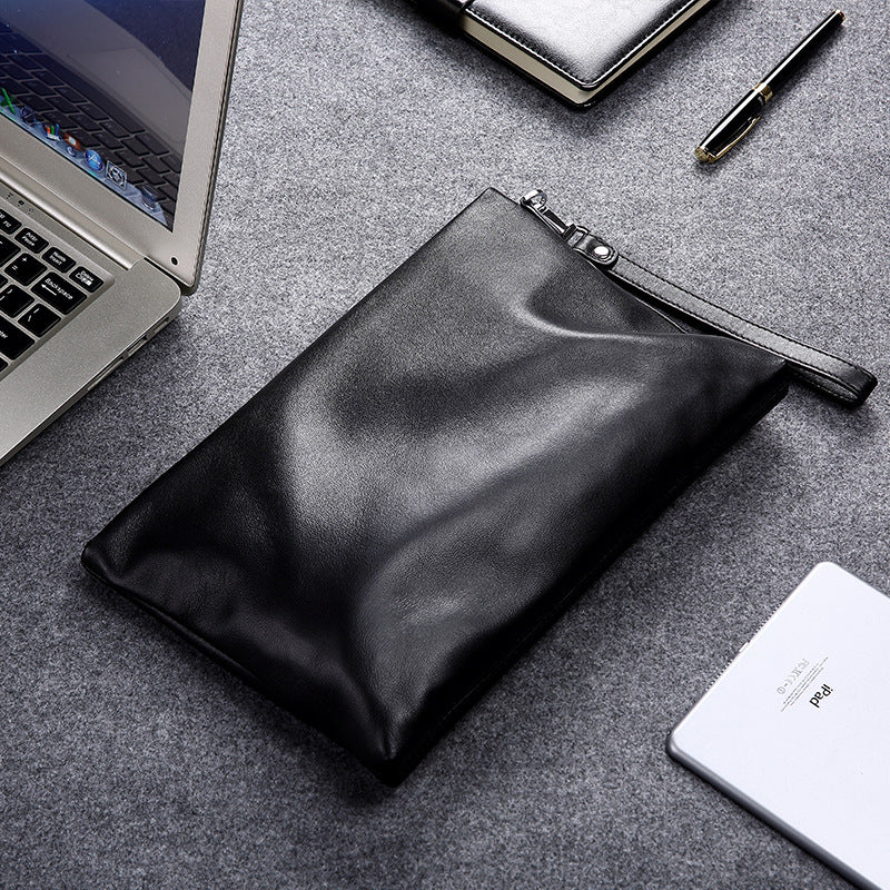 New men's bags, genuine leather casual handbags, first-layer cowhide envelope bags, large-capacity clutch bags, soft leather men's clutch bags.