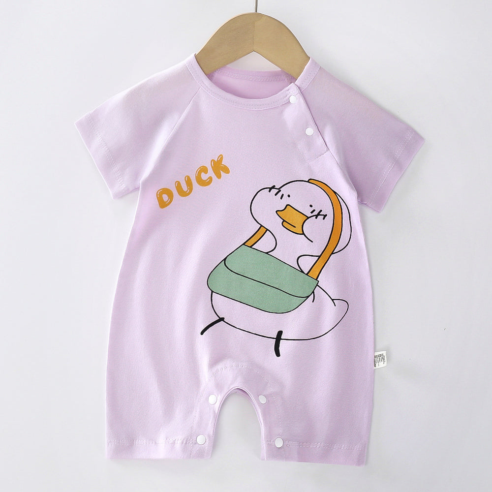 Baby clothes summer thin pure cotton air-conditioning clothes pajamas newborn baby short-sleeved onesie baby outing khaki crawling