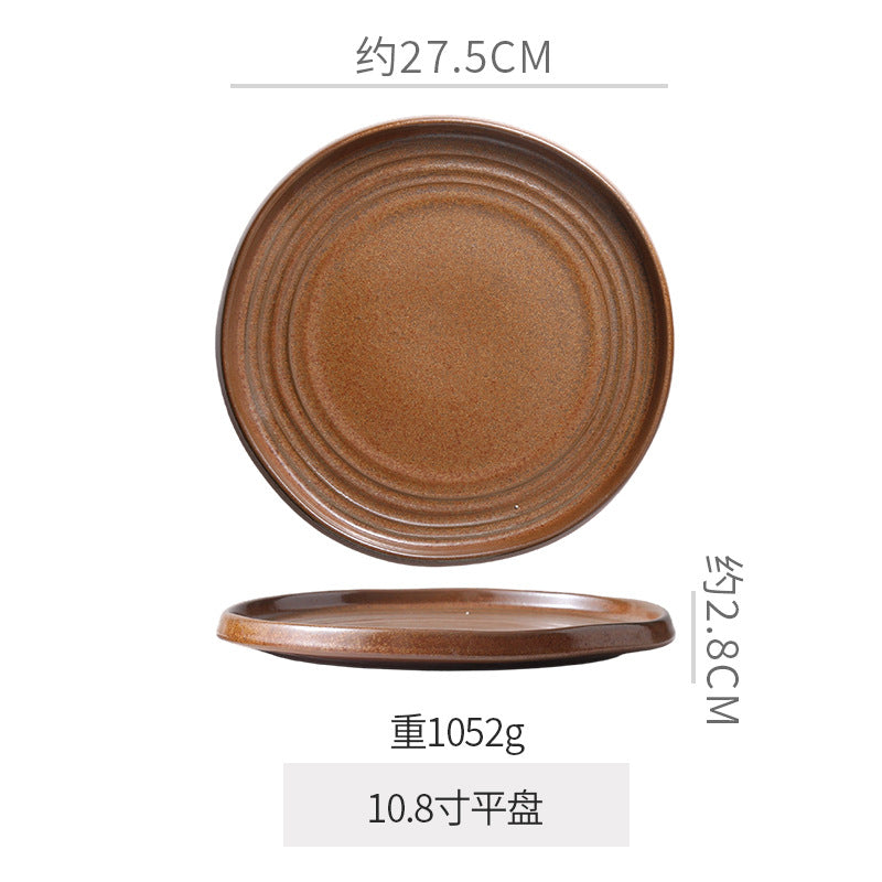 Vintage chic ceramic dinnerware - restaurant & hotel grade, unique ribbed design, steak & western cuisine plates, high-style deep dishes for home use