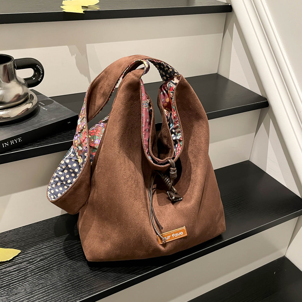 European and american style retro niche crossbody bag korean double-sided backpack trendy printed large capacity work commute tote bag