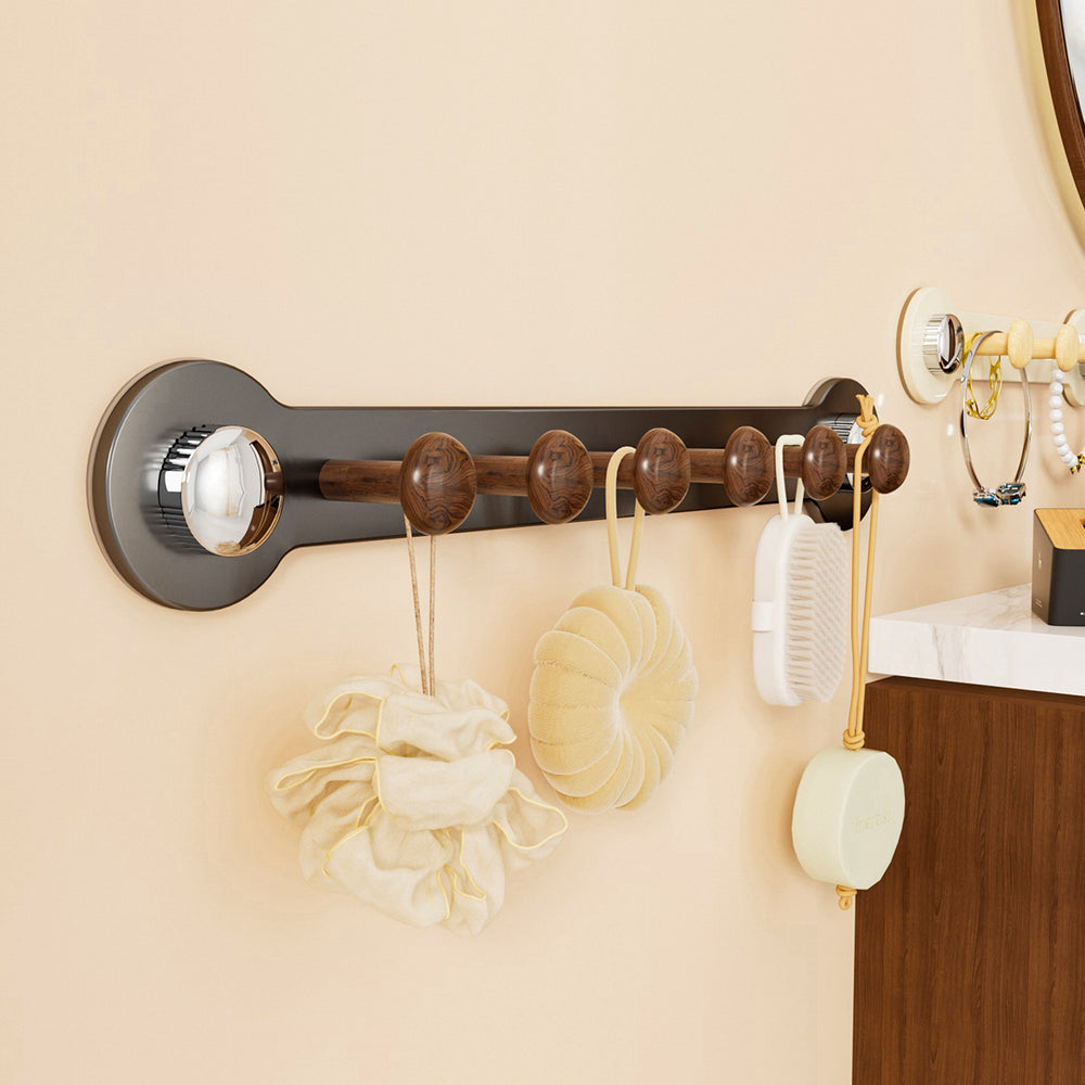 Behind-the-door suction cup hanger, bedroom suction cup hook, high-end retro wood grain strong double suction cup door organizer
