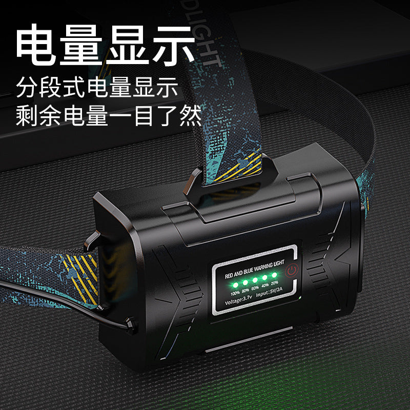 Cross-border explosion induction high-brightness long-range shooting head-mounted flashlight outdoor night fishing light rechargeable zoom strong light headlight