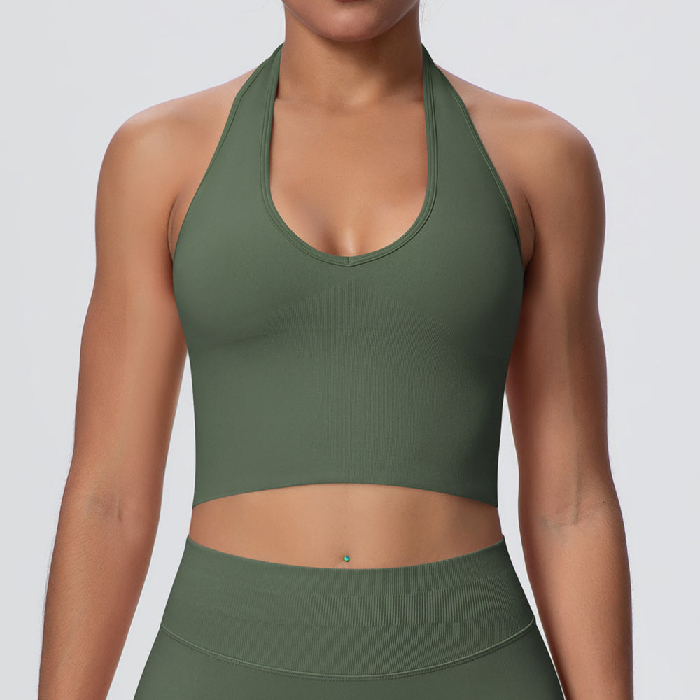 New arrivalsexy back halter yoga bra fashion seamless breathable sports intimatesoutwear running fitness vest