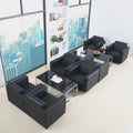 Office sofa and coffee table set - genuine leather, ideal for car dealerships (4s stores), customer waiting areas, reception rooms - minimalist modern design