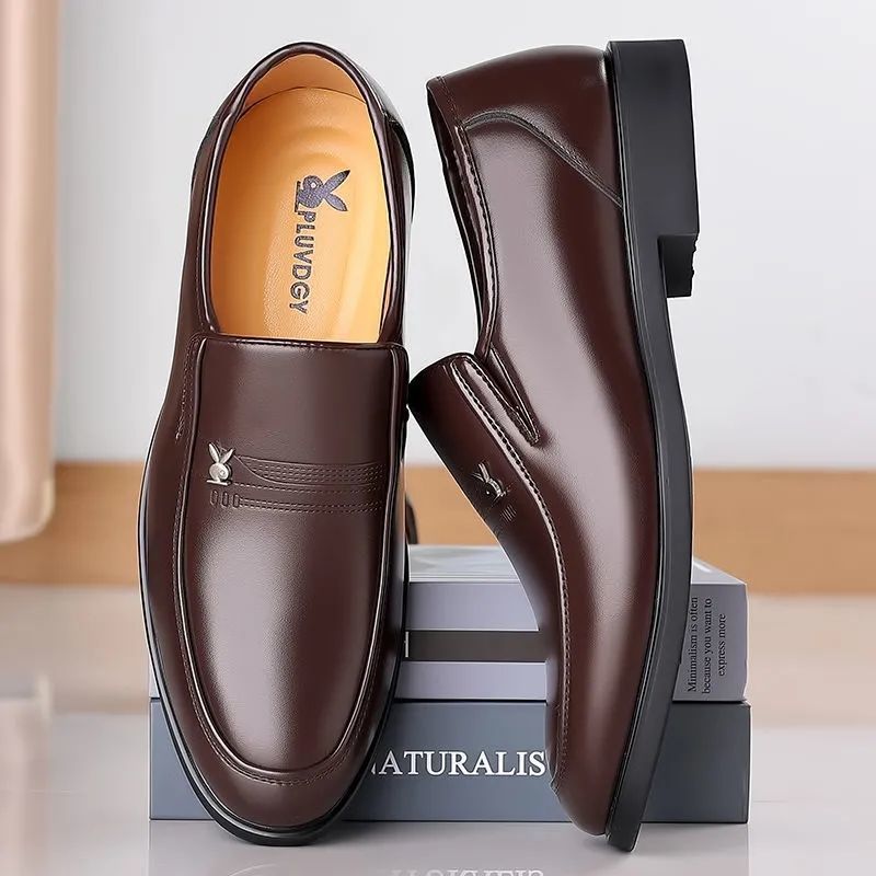 【genuine soft cowhide leather】clearance sale: men's leather shoes - anti-slip business work shoes for middle-aged and elderly dads