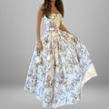 cross-border e-commerce women's fashion: european and american summer new arrivals - french style floral print square neck slip dress