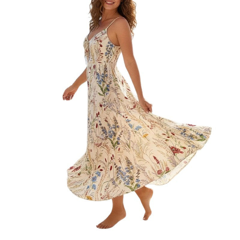women's summer maxi dress - cross-border european & american style - elegant & chic printed slip dress