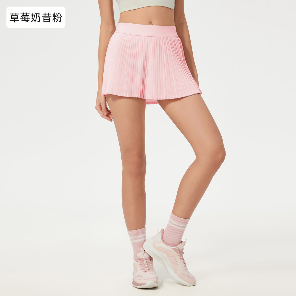 Ice-feeling breathable outdoor sports skirt for women with lining fashion tape tennis skirt yoga fitness skirt d25008