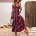 Amazon  spring/summer striped print maxi slip dress women's chiffon fashion sexy painted