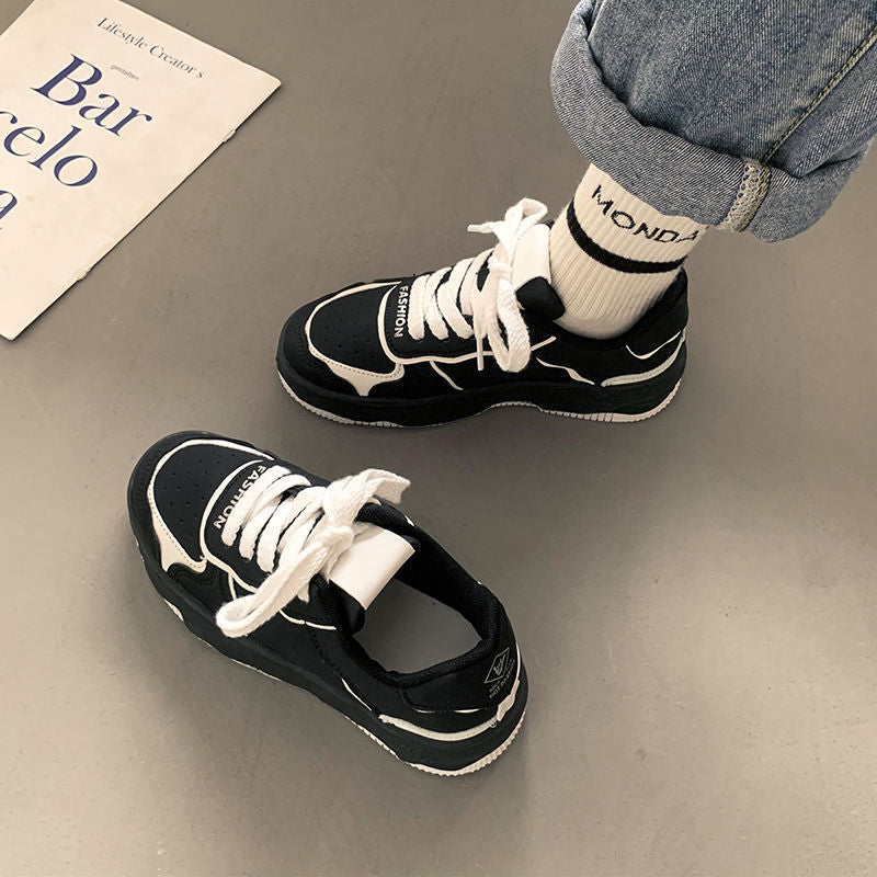 Women's spring/autumn white sneakers - 2026 new arrival, trending online, street style, chunky sole, chic, versatile, niche design