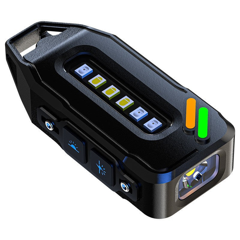 Cross-border new keychain light Type-C charging outdoor highlight small steel cannon dual light source strong light mini flashlight