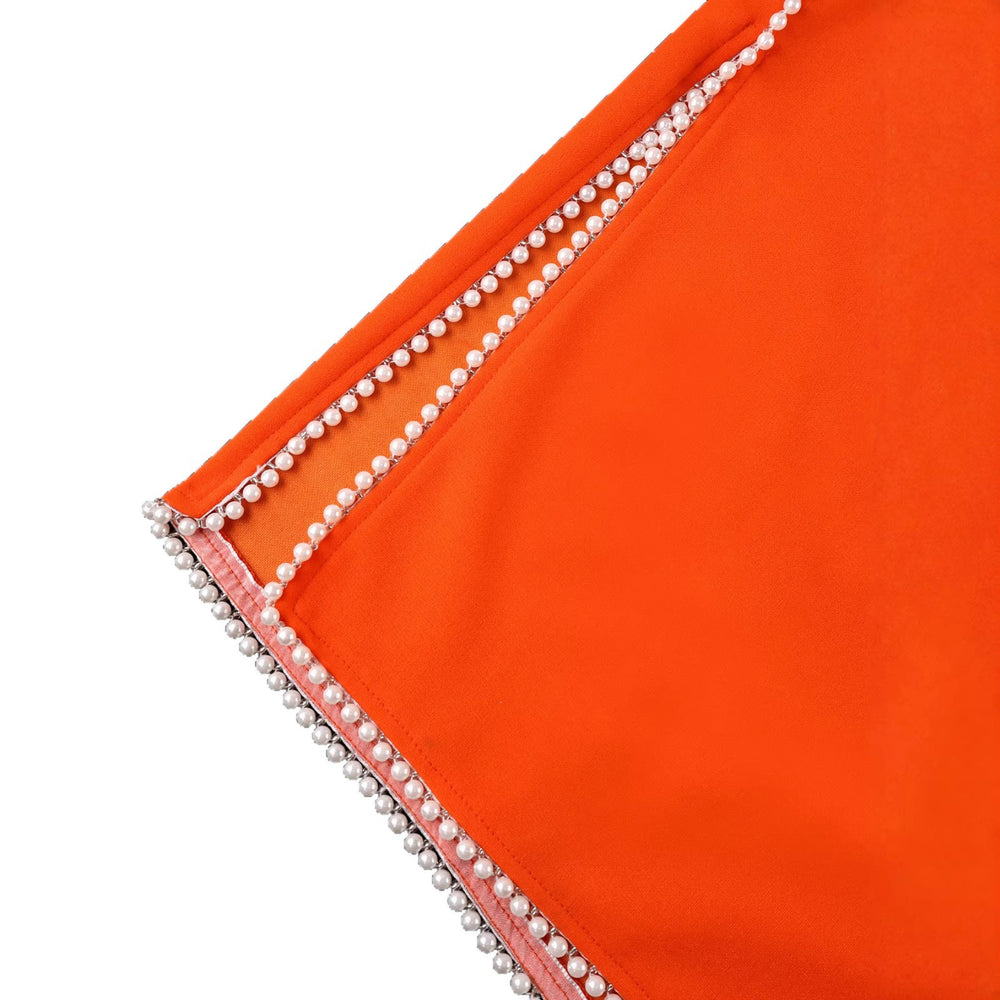 New round neck commute dress - ruffle trim knit chain detail bodycon dress