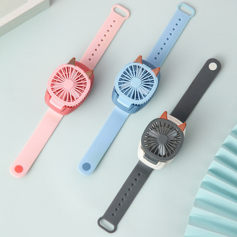 Children's day gift watch fan - mini usb rechargeable portable silent wrist fan for students