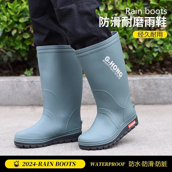 High-end takeaway rider special rubber shoes rainy day fishing shoes kitchen rain boots rain shoes men's tall non-slip waterproof shoes