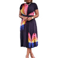 D298exportplus size women's summer fashionelegantprinting short-sleeved tops pleated large hem skirt africansuit