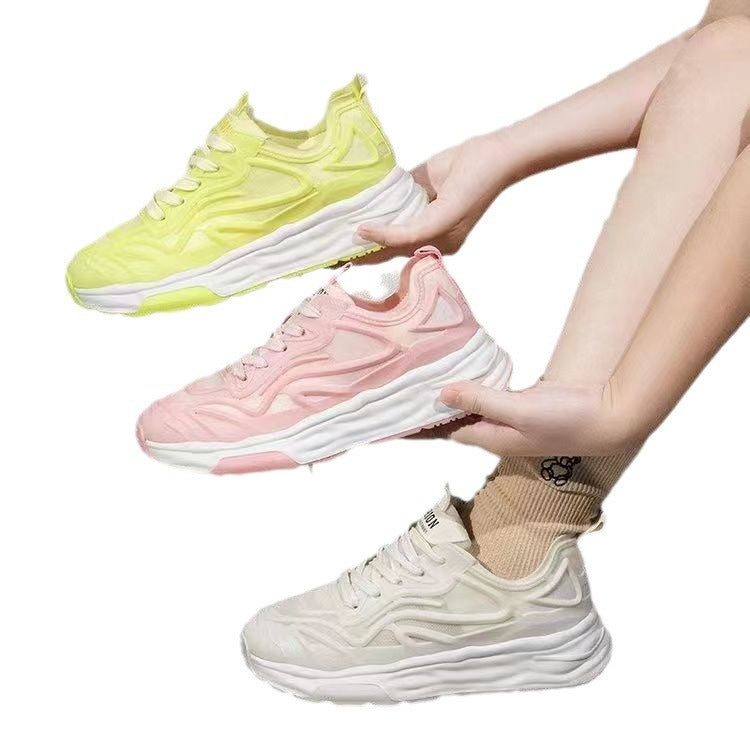 2024 four-season breathable mesh dad shoes Korean version of women's versatile sports and leisure shoes non-slip soft sole women's tide