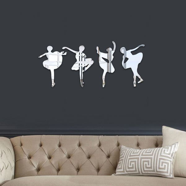 JM450 acrylic mirror wall sticker ballet girl wall decoration bedroom bathroom tile self-adhesive wall sticker