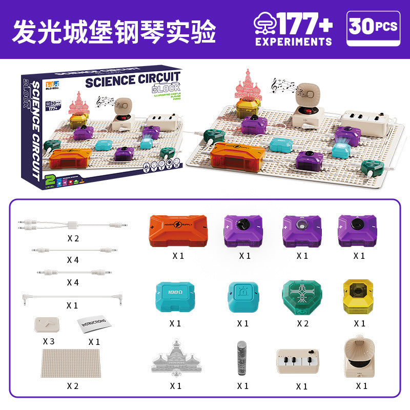 Children's educational electronic building blocks - science & physics light-up circuit mini experiments - electrical circuit board - level 2