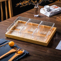 [6-grid fruit plate with transparent water ripples] + wooden plate, thickened plastic