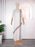 Aliexpress  cross-border supply african plus size european and american women's clothing colorfulstripesdress with headscarf
