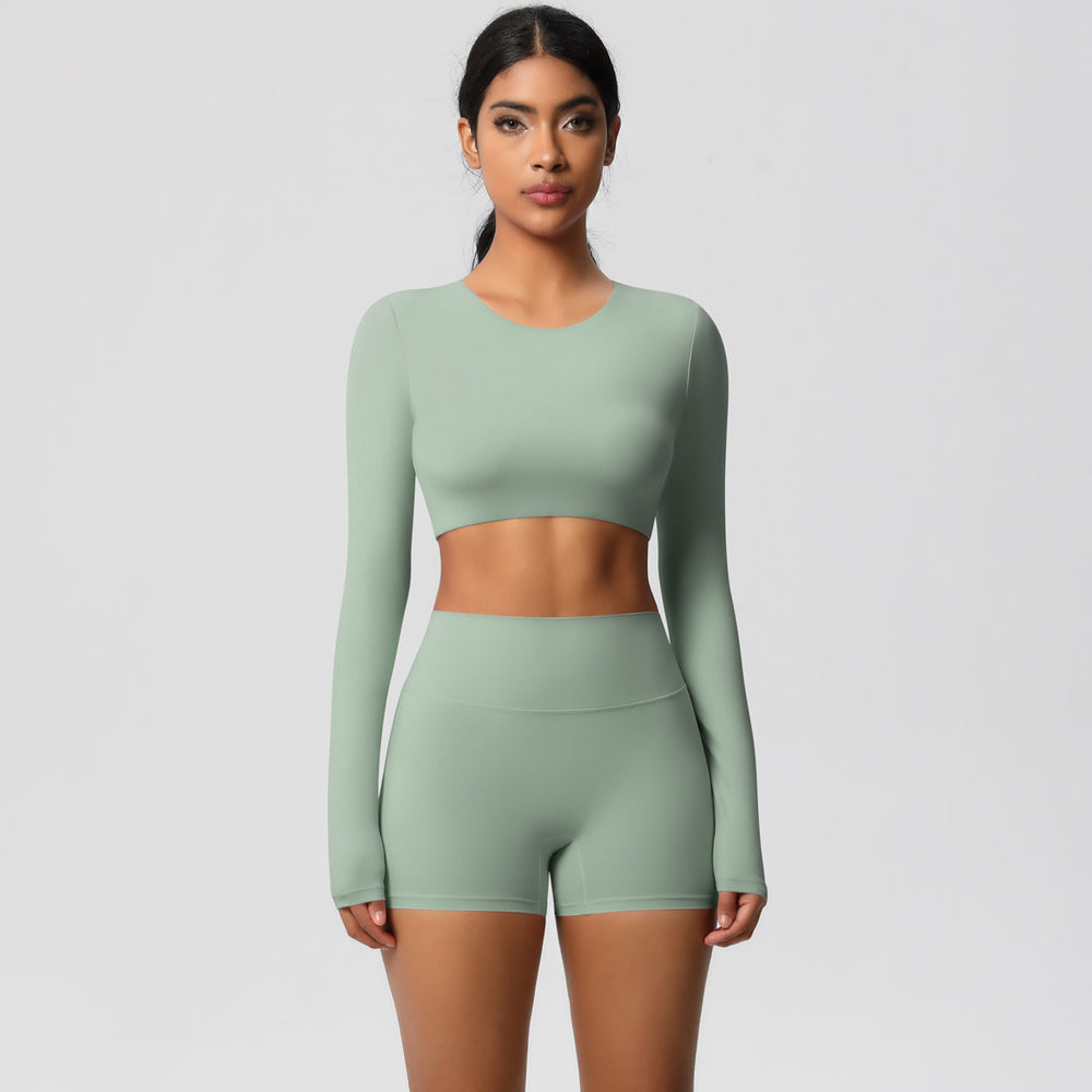European and american nude feel brushed solid color yoga outfit set - quick-dry, breathable, 8-piece running & fitness activewear set for women