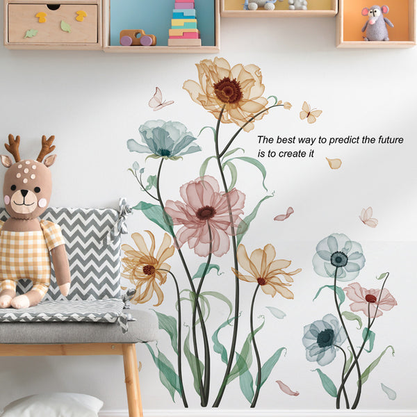Warm plant flower sticker sofa background wall decoration sticker flower removable wall sticker bedside self-adhesive sticker