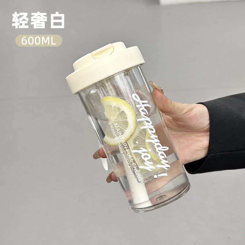 Simple and stylish floral tea cup, food-grade plastic tea infuser bottle, portable and heat-resistant straw cup for men and women, perfect for outdoor use