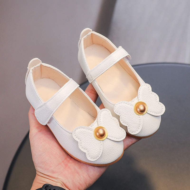 spring/autumn new princess shoes: stylish and trendy girls' leather shoes, soft-soled flats for toddlers and children