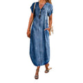 Independent station  fashion clothing summer short-sleeved denim dresscasualwork clothingloose women's dress