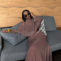European and american cross-border african women's clothing  summer new casual printed polka dot shirt high-waisted midi skirt set