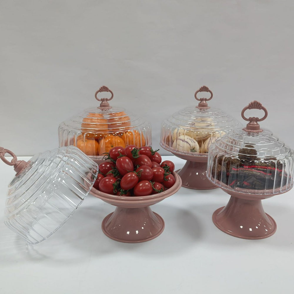 Classy display plate modern casual plastic round fruit plate multi-functional with lid large capacity plate glass plate