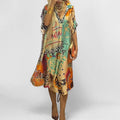 new cross-border women's summer dress: european and american casual leopard print colorful print deep v-neck dress