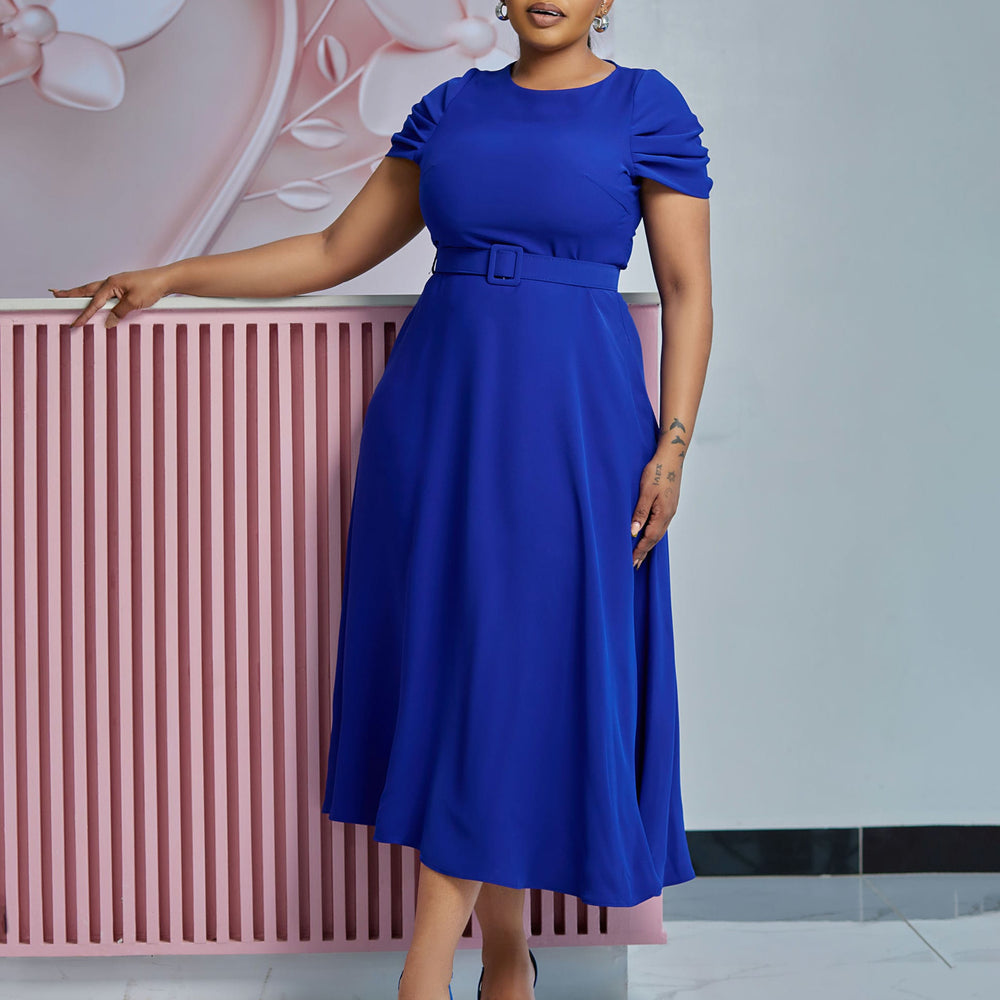 D484 women's foreign trade summer  new fashionable elegant short-sleeve irregular plus size african dress