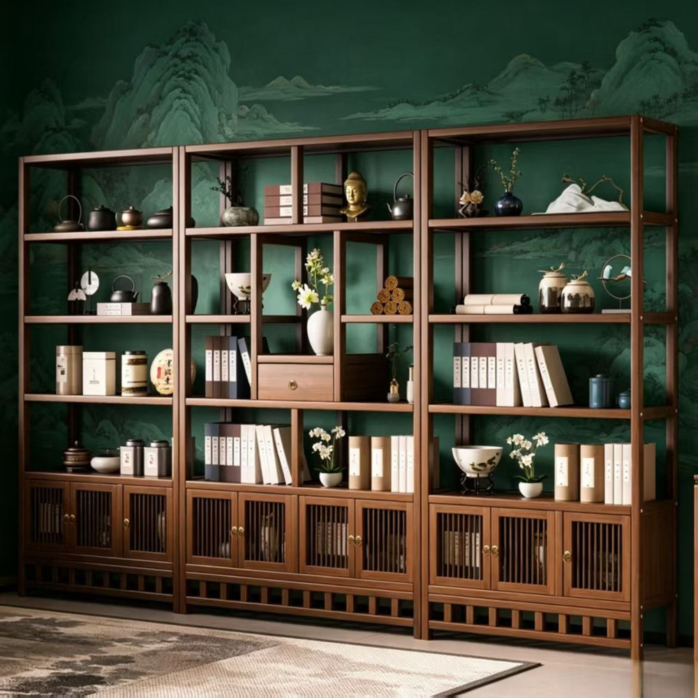 New chinoiserie bogu rack non-solid wood tea cabinet rack living room storage rack multi-layer display rack tea rack rack bamboo