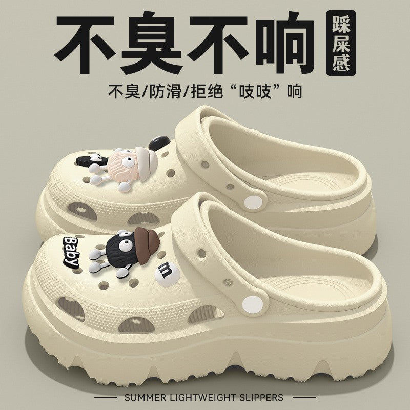 Pregnant women's high heels non-slip soft bottom crocs women's 2025new arrivaloutwearsummerpvcthick sole toe cap slippers