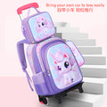 New 3d leather elementary school nylon fabric three-piece set kids' trolley backpack foreign trade lunch bag factory in stock