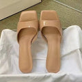 French high-heeled sandals - patent leather, 2024 new collection, versatile stiletto heel, square toe, open toe, sexy outdoor slippers for women