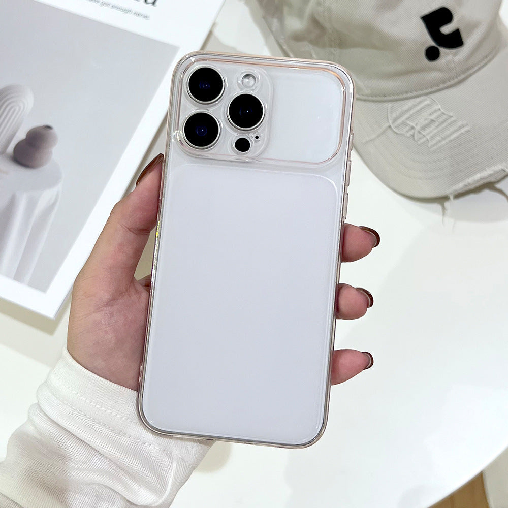 Minimalist transparent matte phone case for iphone 16/17 series, apple 15 drop-proof soft case with instant large view window