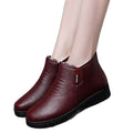 Thickenedheattech middle-aged and elderly cotton shoes women's winterladieswear shoes fleece-linednon-slipflats soft bottom plaid grandma leather shoes