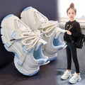 Girls' athletic shoes -  summer mesh breathable kids' chunky sneakers - big kids' student running white shoes