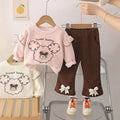 Girls' spring/autumn two-piece outfit set - stylish and trendy kids' spring clothes for 1-2 year old baby girls